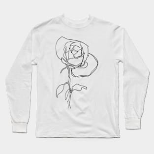 Rose Flower one line art Long Sleeve T-Shirt